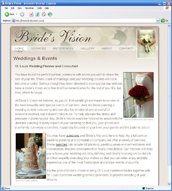 Bride's Vision website